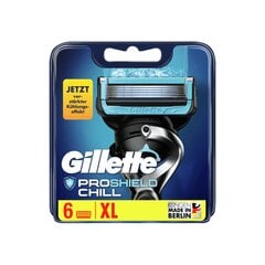 Skustuvo keičiami peiliukai Gillette Fusion Proshield Chill, 6 vnt. kaina ir informacija | Skutimosi priemonės ir kosmetika | pigu.lt