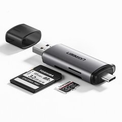 Универсальный кардридер micro SD для USB 3.0 и USB-C 3.0, серый цена и информация | Адаптеры, USB-разветвители | pigu.lt