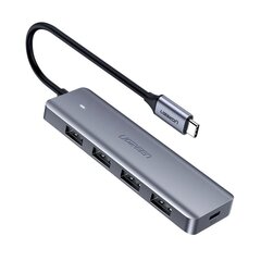 Разветвитель USB-C с портом питания USB-C, Ugreen, 4x USB 3.2, серый цена и информация | Адаптеры, USB-разветвители | pigu.lt