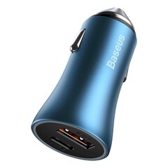 Быстрое автомобильное зарядное устройство, Baseus CCJDZ-C1, 40 Вт, PD QC, USB-C/USB, кабель для iPhone, синий цена и информация | Автомобильные электропринадлежности 12V | pigu.lt