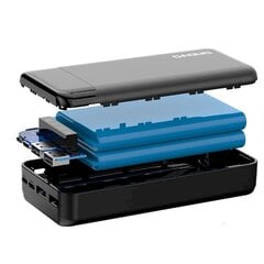 Емкостной блок питания, Dudao K6Pro+1, с 3 встроенными кабелями USB-C microUSB Lightning, 20000 мАч., черный цена и информация | Зарядные устройства Power bank | pigu.lt