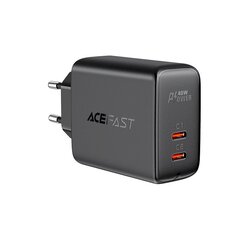 Зарядное устройство, Acefast, 2x USB-C, 40 Вт, PPS PD, QC 3.0, AFC FCP, черный цена и информация | Зарядные устройства для телефонов | pigu.lt