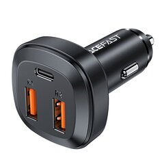 Автомобильное зарядное устройство с дисплеем, Acefast, 2x USB, C 1x USB, 66 Вт, QC 4.0, черный цена и информация | Автомобильные электропринадлежности 12V | pigu.lt