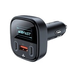 Автомобильное зарядное устройство с дисплеем, Acefast, 2x USB, C 1x USB, 101 Вт, QC 4.0, черный цена и информация | Автомобильные электропринадлежности 12V | pigu.lt