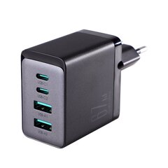 Сетевое зарядное устройство с кабелем USB-C, Joyroom JR-TCG02, 67 Вт., 2x USB 2x USB-C, 1,2 м., черный цена и информация | Зарядные устройства для телефонов | pigu.lt