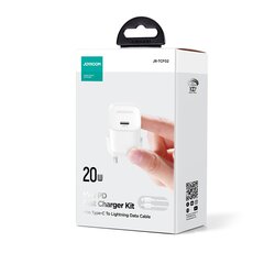 Сетевое мини-зарядное устройство, Joyroom JR-TCF021, проводное, для iPhone Lightning, USB-C 20 Вт, PD, белый цена и информация | Зарядные устройства для телефонов | pigu.lt