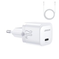 Сетевое мини-зарядное устройство, Joyroom JR-TCF021, проводное, для iPhone Lightning, USB-C 20 Вт, PD, белый цена и информация | Зарядные устройства для телефонов | pigu.lt