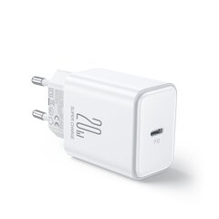 Сетевое зарядное устройство, Joyroom JR-TCF061, USB-C PD 20 Вт, кабель USB-C, белый цена и информация | Зарядные устройства для телефонов | pigu.lt