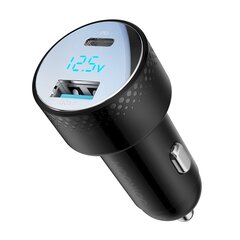 Автомобильное зарядное устройство со светодиодным вольтметром, Joyroom JR-CCD011, 53 Вт., USB-C US, черный цена и информация | Автомобильные электропринадлежности 12V | pigu.lt