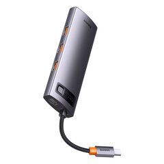 HUB adapteris, 8in1, Baseus StarJoy, StarJoy, USB-C į USB-C PD 3x USB-A HDMI RJ-45 SD TF, pilkas kaina ir informacija | Adapteriai, USB šakotuvai | pigu.lt