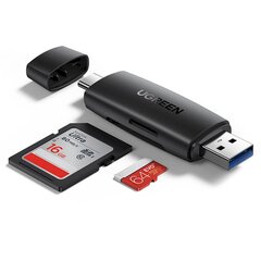 Adapteris, Ugreen CM3041, 2 kištukai USB-A ir USB-C, SD ir micro SD kortelių skaitytuvas, juodas kaina ir informacija | Adapteriai, USB šakotuvai | pigu.lt