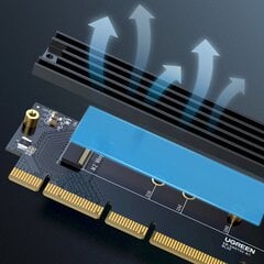 Плата расширения M-Key, Ugreen CM3021, PCIe 4.0 x16 - M.2 NVM, черный цена и информация | Адаптеры, USB-разветвители | pigu.lt