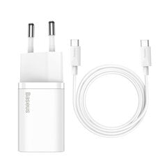 Быстрое зарядное устройство, Baseus Si 1, с кабелем USB-C 1 м, 25 Вт. 3 А, белый цена и информация | Зарядные устройства для телефонов | pigu.lt