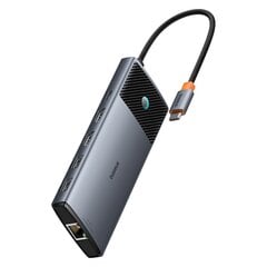 Переходник HUB, 10 в 1, Baseus B00061800813-011, USB-C на HDMI / USB-A / USB-C / RJ45 / SD / TF / USB-C PD, серый цена и информация | Адаптеры, USB-разветвители | pigu.lt