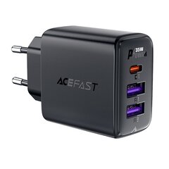 Сетевое зарядное устройство с 3 портами, Acefast A571, БП 35 Вт., GaN2x USB-A, USB-C, черный цена и информация | Зарядные устройства для телефонов | pigu.lt