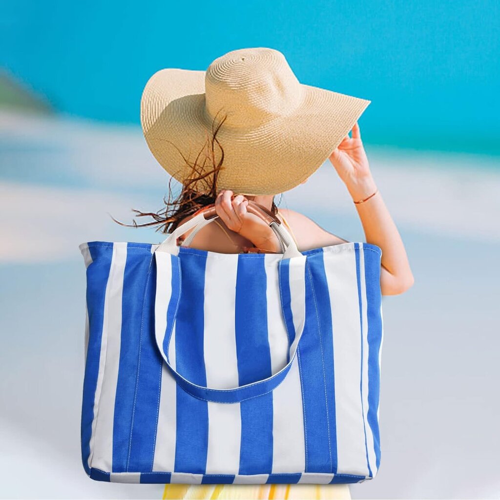 Didelis ir vandeniui atsparus paplūdimio krepšys su viršutiniu užraktu kaina ir informacija | Moteriškos rankinės | pigu.lt