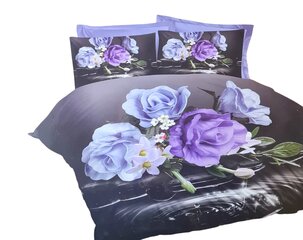 Комплект постельного белья Lona, 200x220см, 4 части, серый с розами цена и информация | Комплекты постельного белья | pigu.lt