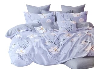 Комплект постельного белья Milano, 200x220см, 4 части, серый с листьями цена и информация | Комплекты постельного белья | pigu.lt