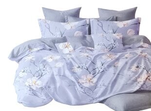 Комплект постельного белья Milano, 200x220см, 4 части, серый с цветами цена и информация | Постельное белье | pigu.lt