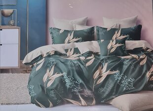 Комплект постельного белья Milano, 160x200см, 4 части, зеленый с листьями и цветами цена и информация | Постельное белье | pigu.lt