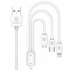 iKaku KSC-078 3в1 Type-C / Lightning / Micro USB провод для заряда 1m White цена и информация | Кабели для телефонов | pigu.lt