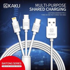 iKaku KSC-078 3in1 Type-C | Lightning | Micro USB uzlades vads 1m White 6921042108377 цена и информация | Кабели для телефонов | pigu.lt