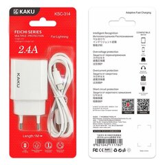 iKaku KSC-314 EU Разъем USB 2.4A Зарядное устройство + Кабель USB на Lightning 1м Белый цена и информация | Зарядные устройства для телефонов | pigu.lt