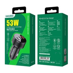 iKaku KSC-857 TONGTU Быстрая авто зарядка PD53W+QC22.5W с x3 портами Black цена и информация | Зарядные устройства для телефонов | pigu.lt