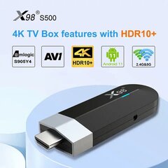 Riff X98 S500 Mini TV Stick SmartBox Android 11 Amlogic S905Y4 Quad Core AV1 HDR10+ 4K 60fps 5G Wifi 4GB+32GB цена и информация | Аксессуары для телевизоров и Smart TV | pigu.lt