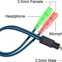 Riff Y-JACK Разветвитель для наушников и микрофона 1 male + 2 female с 3.5мм разъемом цена и информация | Кабели и провода | pigu.lt