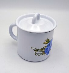 Emaliuotas puodelis su dangteliu, 1,0l kaina ir informacija | Taurės, puodeliai, ąsočiai | pigu.lt