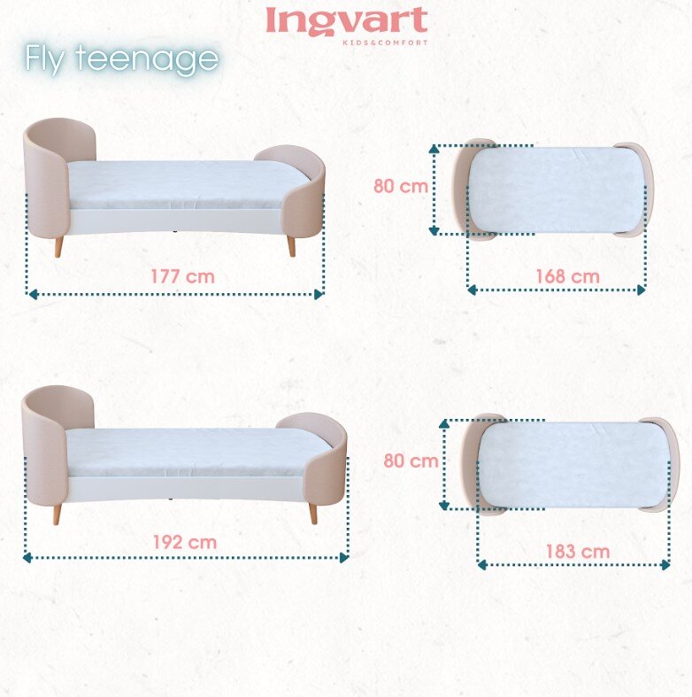 Vaikiška Lovelė-Transformeris Ingvart Fly 6-in-1, 80x136cm, Boucle kaina ir informacija | Vaikiškos lovos | pigu.lt