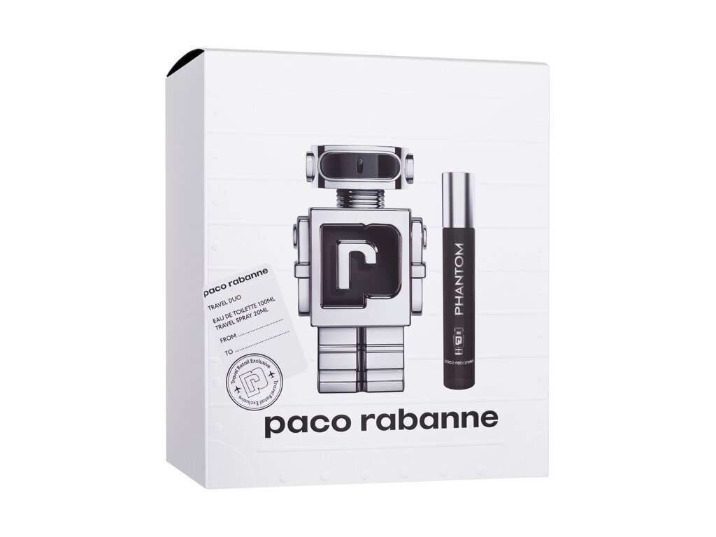 Rinkinys Paco Rabanne Phantom: EDT, 100 ml + EDT, 20 ml цена и информация | Kvepalai vyrams | pigu.lt