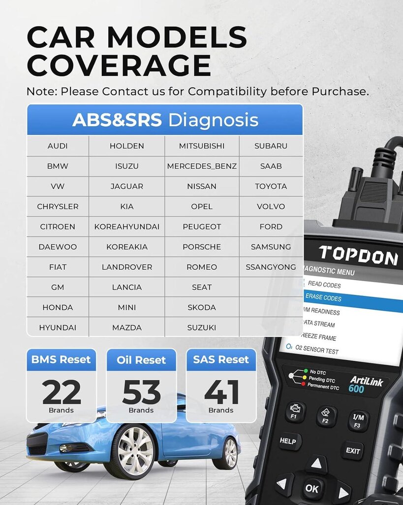 Diagnostikos prietaisas Topdon AL600UK, 1 vnt. цена и информация | Auto reikmenys | pigu.lt