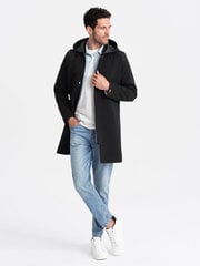 Пальто с капюшоном в тонкую полоску - черный v2 om-cosc-0112 125322-7 цена и информация | Мужские пальто | pigu.lt