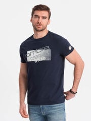 Хлопковая футболка с логотипом - темно-синий v3 om-tspt-0139 125226-7 цена и информация | Футболка мужская | pigu.lt
