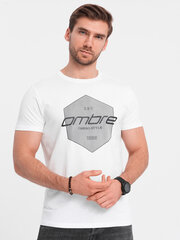 Marškinėliai vyrams Ombre Clothing v1 om-tspt-0141, balti kaina ir informacija | Vyriški marškinėliai | pigu.lt