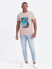 Marškinėliai vyrams Ombre Clothing v2 om-tspt-0128, rožiniai kaina ir informacija | Vyriški marškinėliai | pigu.lt