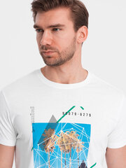 Marškinėliai vyrams Ombre Clothing v1 om-tspt-0128, balti kaina ir informacija | Vyriški marškinėliai | pigu.lt