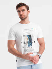 Marškinėliai vyrams Ombre Clothing v1 om-tspt-0127, balti kaina ir informacija | Vyriški marškinėliai | pigu.lt