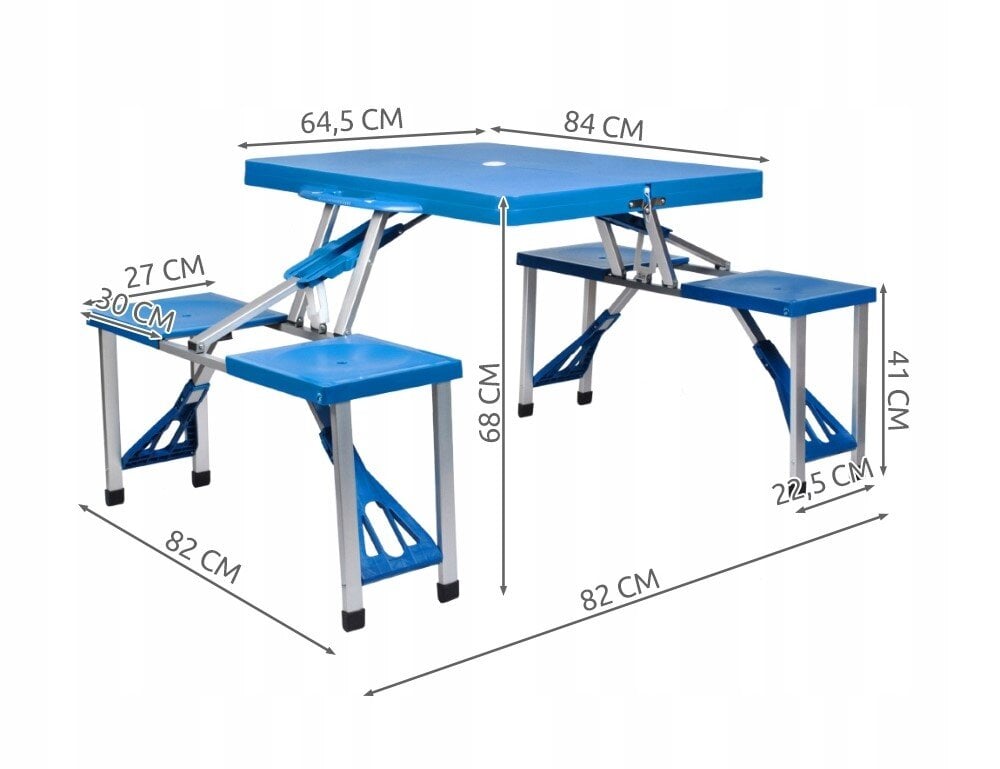 Sulankstomų turistinių baldų komplektas Trizand, mėlynas kaina ir informacija | Turistiniai baldai | pigu.lt