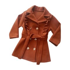 Paltas mergaitėms, rudas цена и информация | Куртки, пальто для девочек | pigu.lt