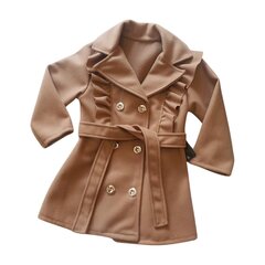 Paltas mergaitėms, smėlio spalvos цена и информация | Куртки, пальто для девочек | pigu.lt