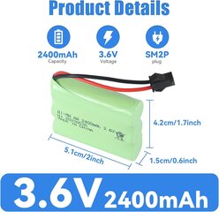 Перезаряжаемый аккумулятор Ni-MH AA 3.6В 2400мАч | С USB-кабелем для зарядки и разъемом SM 2P | Идеально для радиоуправляемых игрушек, освещения, электроинструментов цена и информация | Батарейки | pigu.lt