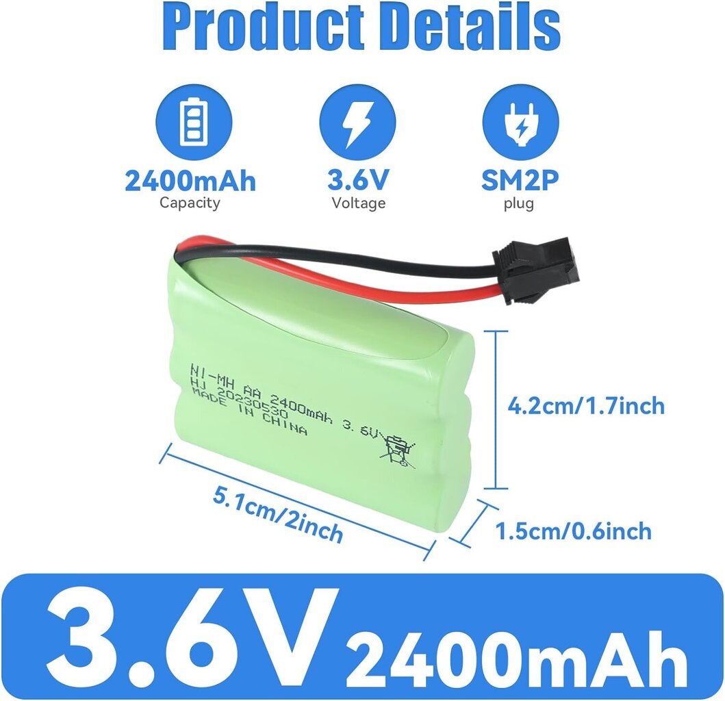 Įkraunama baterija Ni-MH AA 3.6V 2400mAh цена и информация | Elementai | pigu.lt