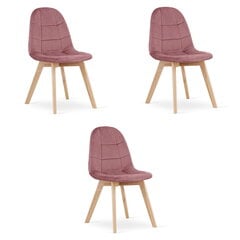 3-ių kėdžių komplektas Oskar Bora, rožinis kaina ir informacija | Virtuvės ir valgomojo kėdės | pigu.lt