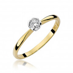 Кольцо из желтого золота с бриллиантом Brasco 56194 56194-16.5 цена и информация | Кольца | pigu.lt