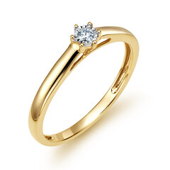 Кольцо из желтого золота с бриллиантом Brasco 57568 57568-16.5 цена и информация | Кольцо | pigu.lt