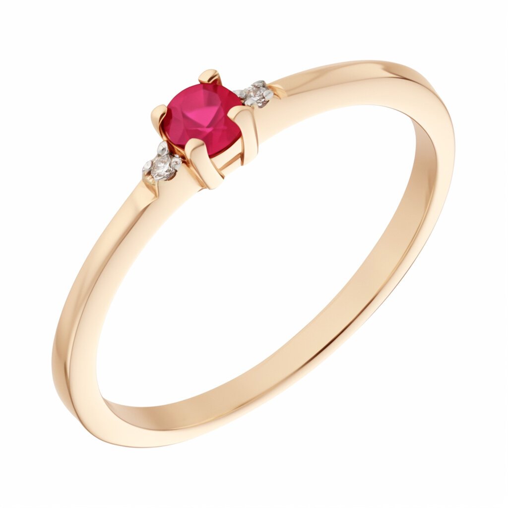 Auksinis žiedas su briliantais ir rubinu Brasco 58581 цена и информация | Žiedai | pigu.lt