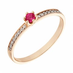 Золотое кольцо с бриллиантами и рубином Brasco 58584 58584-18 цена и информация | Кольца | pigu.lt